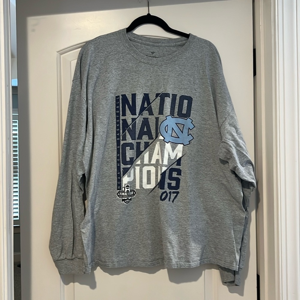 Men’s UNC Tarheel 2017 National Championship Gray Long Sleeve Tshirt 2 XL
